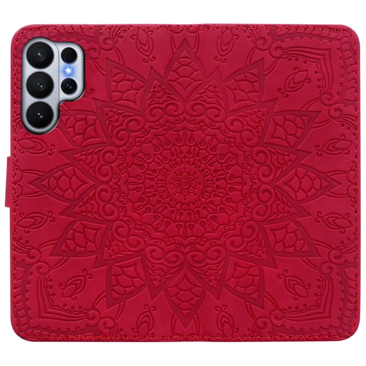 For Samsung Galaxy S26 Ultra 5G Mandala Embossed Dual-Fold Calf Leather Phone Case