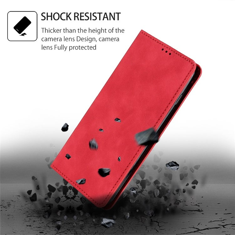 For iPhone 16 Plus Skin Feel Magnetic Leather Phone Case