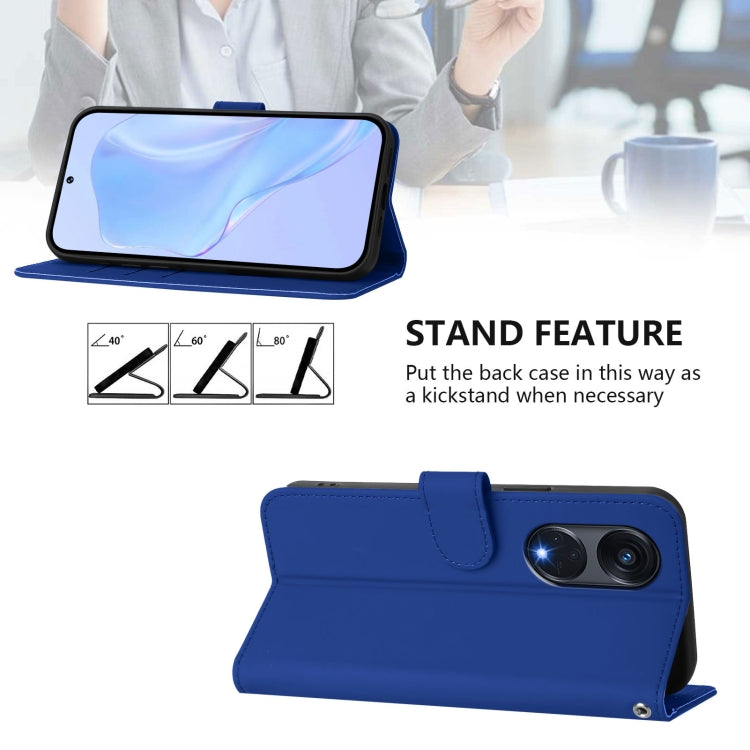 For OPPO A1 Pro 5G Skin Feel Solid Color Leather Phone Case with Lanyard