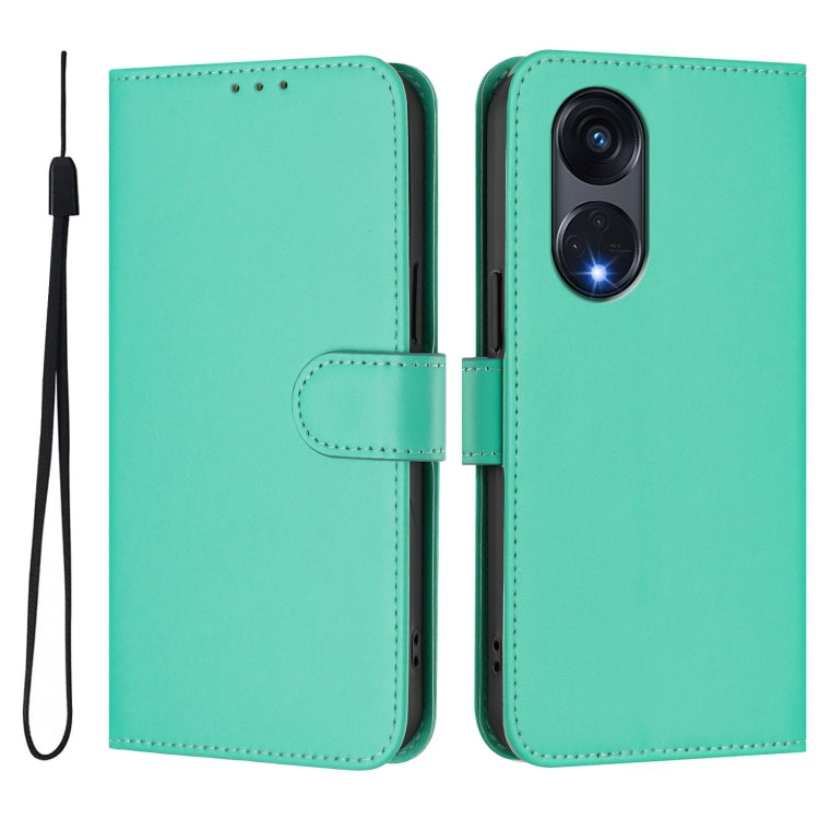 For OPPO A1 Pro 5G Skin Feel Solid Color Leather Phone Case with Lanyard