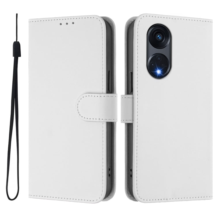 For OPPO A1 Pro 5G Skin Feel Solid Color Leather Phone Case with Lanyard