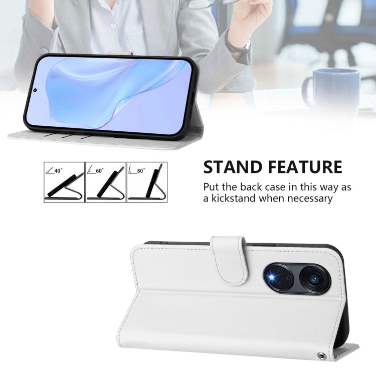 For OPPO A1 Pro 5G Skin Feel Solid Color Leather Phone Case with Lanyard