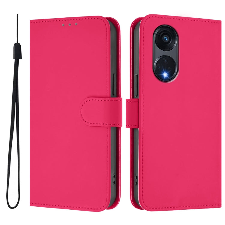 For OPPO A1 Pro 5G Skin Feel Solid Color Leather Phone Case with Lanyard