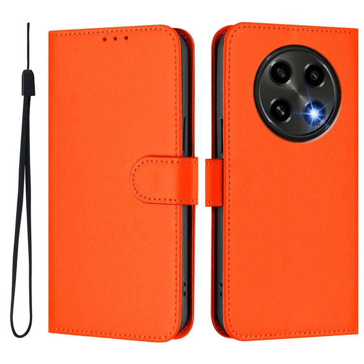 For OPPO A2 Pro 5G Global Skin Feel Solid Color Leather Phone Case with Lanyard