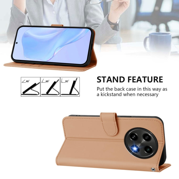 For OPPO A2 Pro 5G Global Skin Feel Solid Color Leather Phone Case with Lanyard