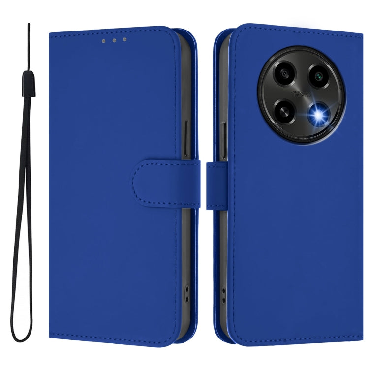 For OPPO A2 Pro 5G Global Skin Feel Solid Color Leather Phone Case with Lanyard