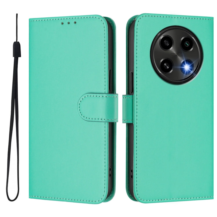 For OPPO A2 Pro 5G Global Skin Feel Solid Color Leather Phone Case with Lanyard