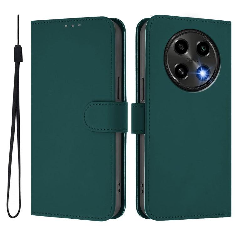 For OPPO A2 Pro 5G Global Skin Feel Solid Color Leather Phone Case with Lanyard