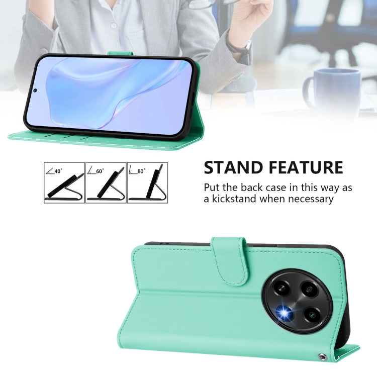 For OPPO A2 Pro 5G Global Skin Feel Solid Color Leather Phone Case with Lanyard
