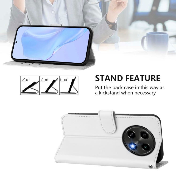 For OPPO A2 Pro 5G Global Skin Feel Solid Color Leather Phone Case with Lanyard