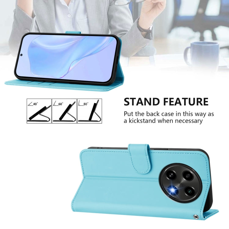 For OPPO A2 Pro 5G Global Skin Feel Solid Color Leather Phone Case with Lanyard