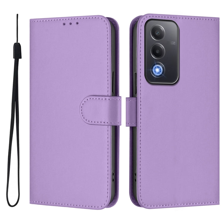 For OPPO A3 Pro Global Skin Feel Solid Color Leather Phone Case with Lanyard