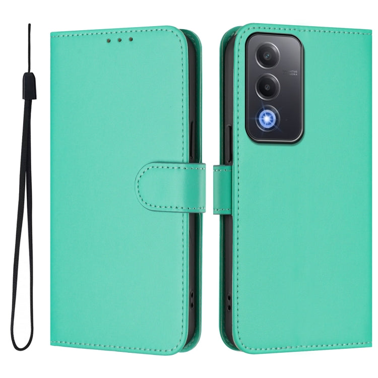 For OPPO A3 Pro Global Skin Feel Solid Color Leather Phone Case with Lanyard