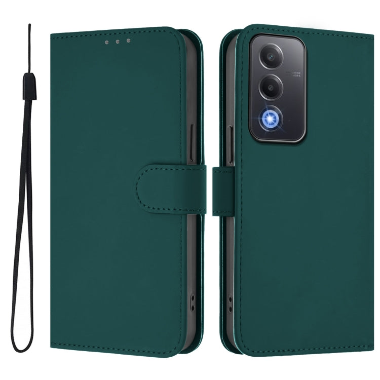 For OPPO A3 Pro Global Skin Feel Solid Color Leather Phone Case with Lanyard
