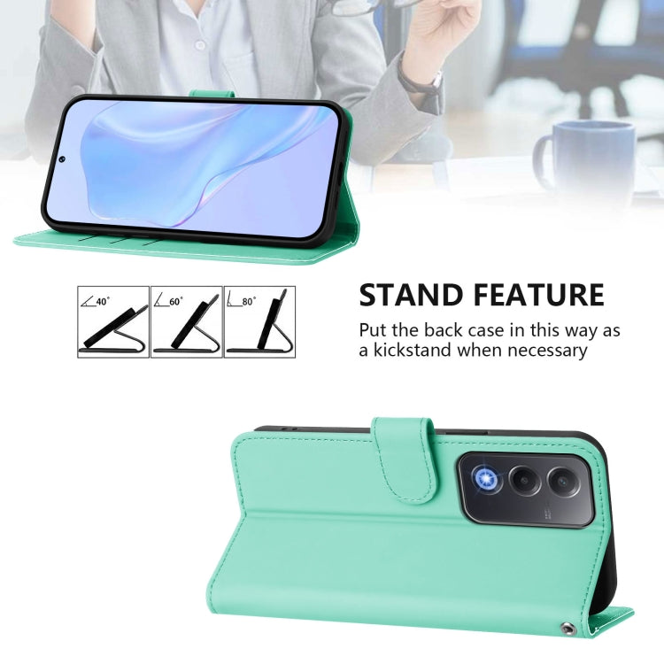 For OPPO A3 Pro Global Skin Feel Solid Color Leather Phone Case with Lanyard