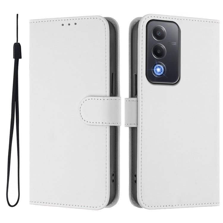 For OPPO A3 Pro Global Skin Feel Solid Color Leather Phone Case with Lanyard