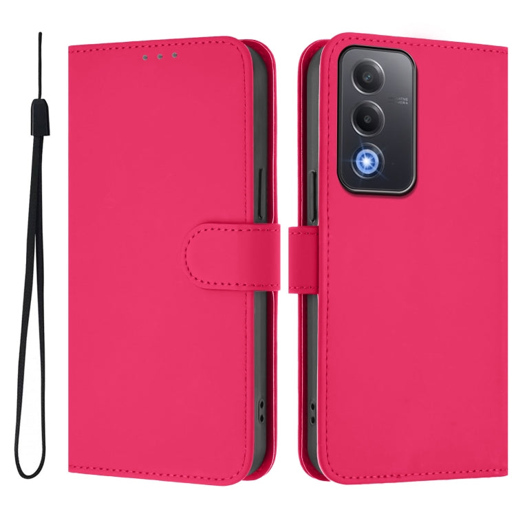 For OPPO A3 Pro Global Skin Feel Solid Color Leather Phone Case with Lanyard