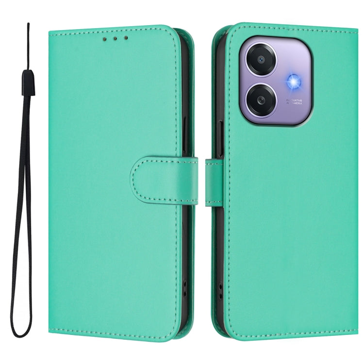For OPPO A3x 5G Global Skin Feel Solid Color Leather Phone Case with Lanyard