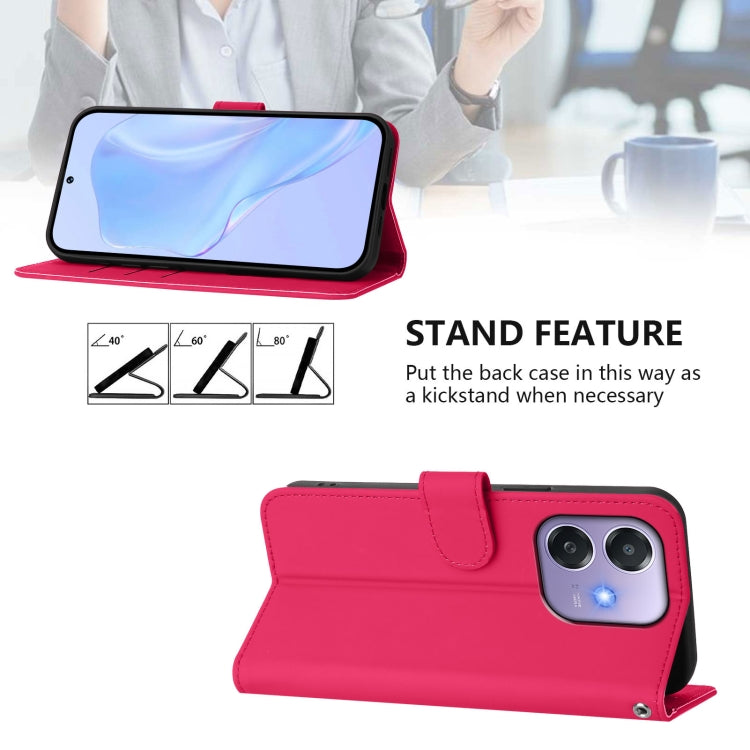 For OPPO A3x 5G Global Skin Feel Solid Color Leather Phone Case with Lanyard