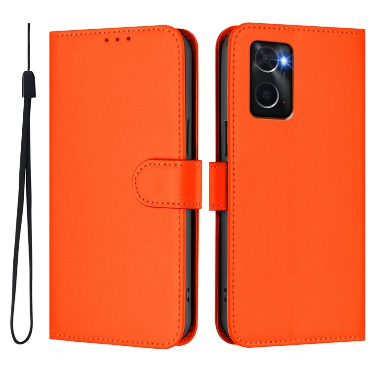For OPPO A36 4G / A76 4G / A96 4G Skin Feel Solid Color Leather Phone Case with Lanyard