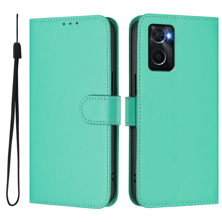 For OPPO A36 4G / A76 4G / A96 4G Skin Feel Solid Color Leather Phone Case with Lanyard