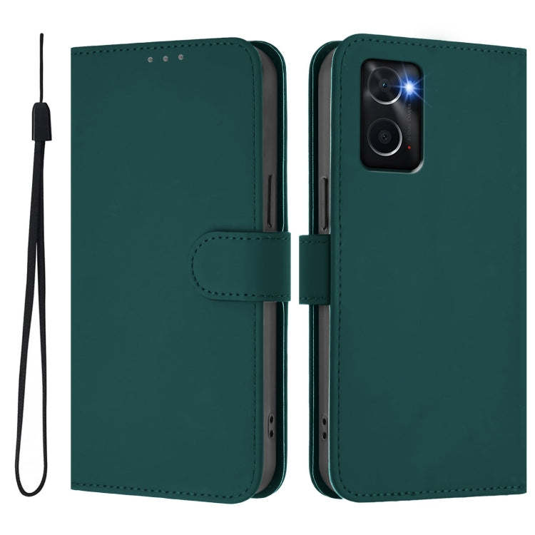 For OPPO A36 4G / A76 4G / A96 4G Skin Feel Solid Color Leather Phone Case with Lanyard