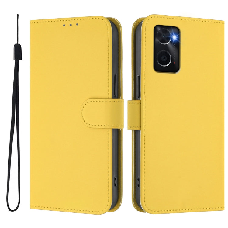 For OPPO A36 4G / A76 4G / A96 4G Skin Feel Solid Color Leather Phone Case with Lanyard