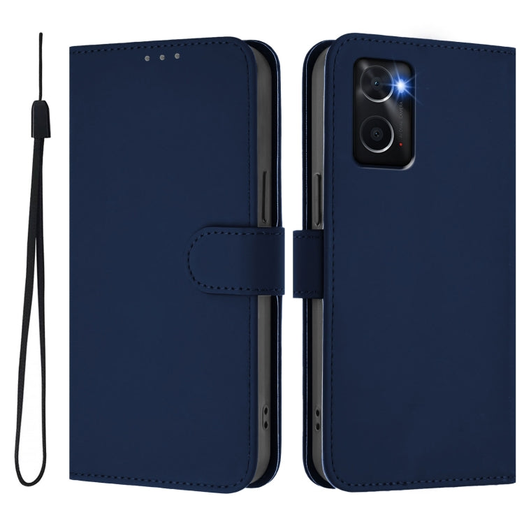 For OPPO A36 4G / A76 4G / A96 4G Skin Feel Solid Color Leather Phone Case with Lanyard