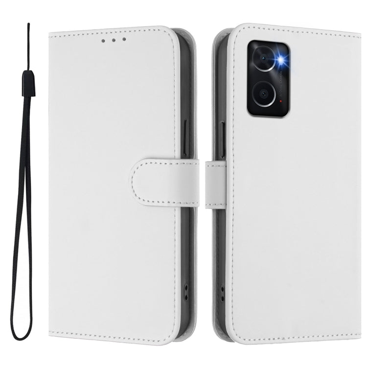 For OPPO A36 4G / A76 4G / A96 4G Skin Feel Solid Color Leather Phone Case with Lanyard