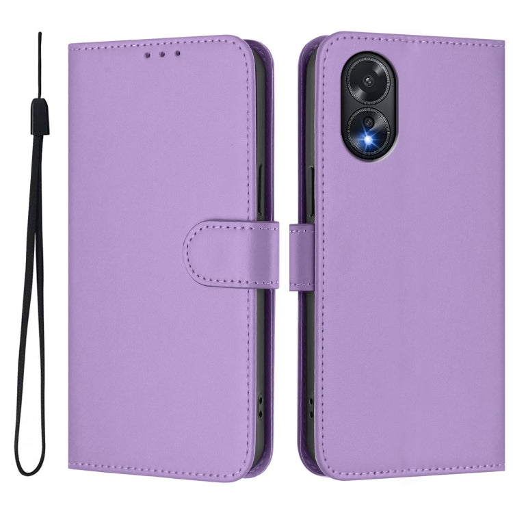 For OPPO A38 4G / A18 4G Global Skin Feel Solid Color Leather Phone Case with Lanyard