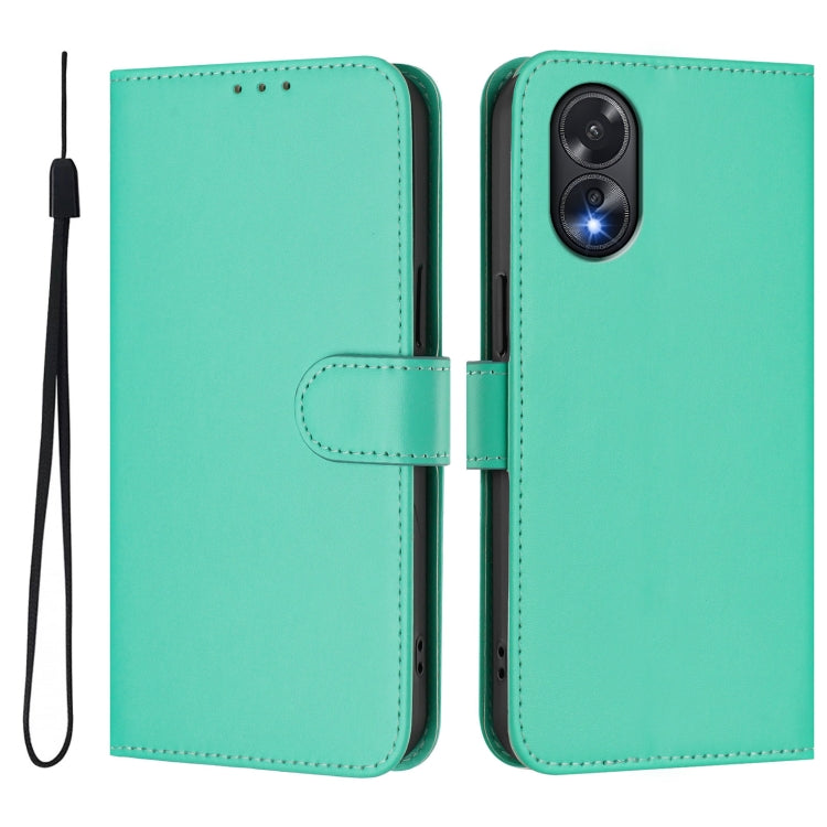 For OPPO A38 4G / A18 4G Global Skin Feel Solid Color Leather Phone Case with Lanyard