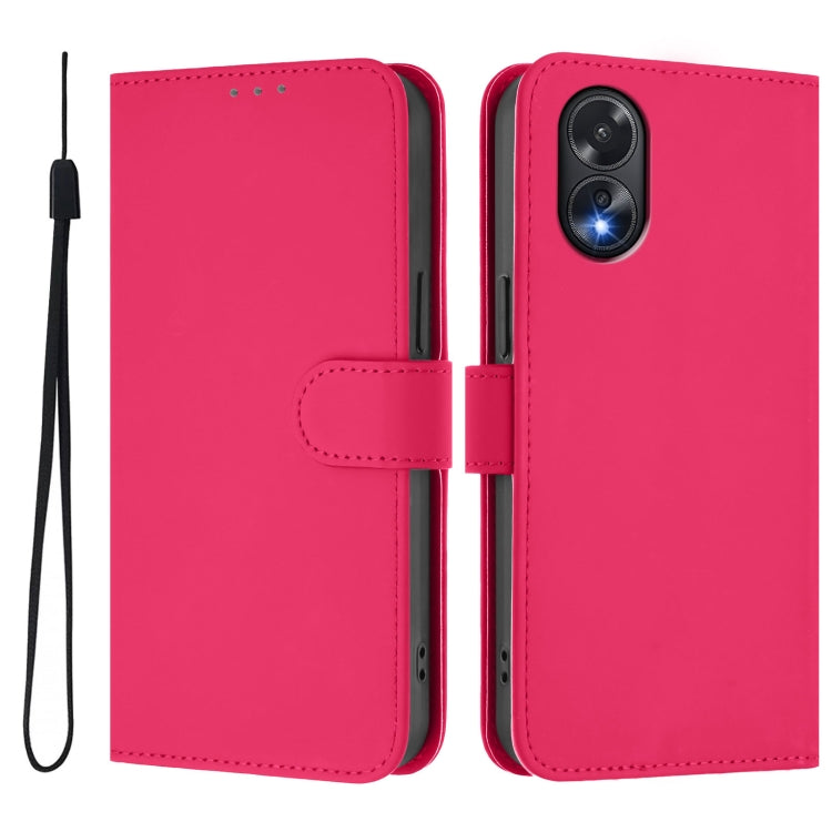 For OPPO A38 4G / A18 4G Global Skin Feel Solid Color Leather Phone Case with Lanyard