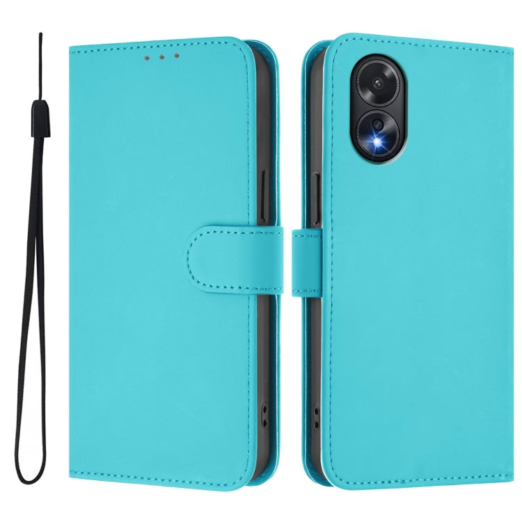 For OPPO A38 4G / A18 4G Global Skin Feel Solid Color Leather Phone Case with Lanyard