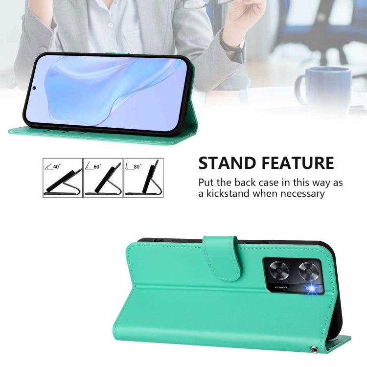 For OPPO A57 4G Global Skin Feel Solid Color Leather Phone Case with Lanyard