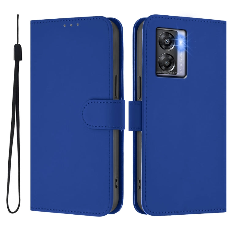 For OPPO A77 5G / A97 5G Skin Feel Solid Color Leather Phone Case with Lanyard