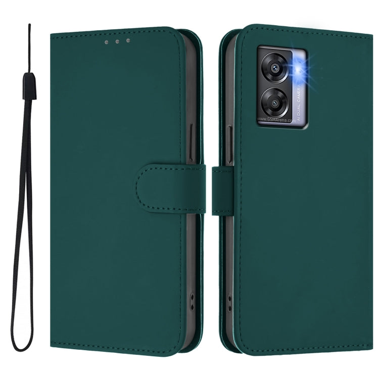 For OPPO A77 5G / A97 5G Skin Feel Solid Color Leather Phone Case with Lanyard