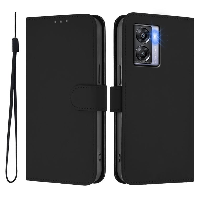 For OPPO A77 5G / A97 5G Skin Feel Solid Color Leather Phone Case with Lanyard