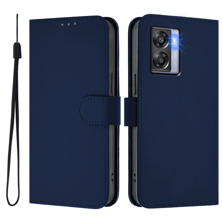 For OPPO A77 5G / A97 5G Skin Feel Solid Color Leather Phone Case with Lanyard