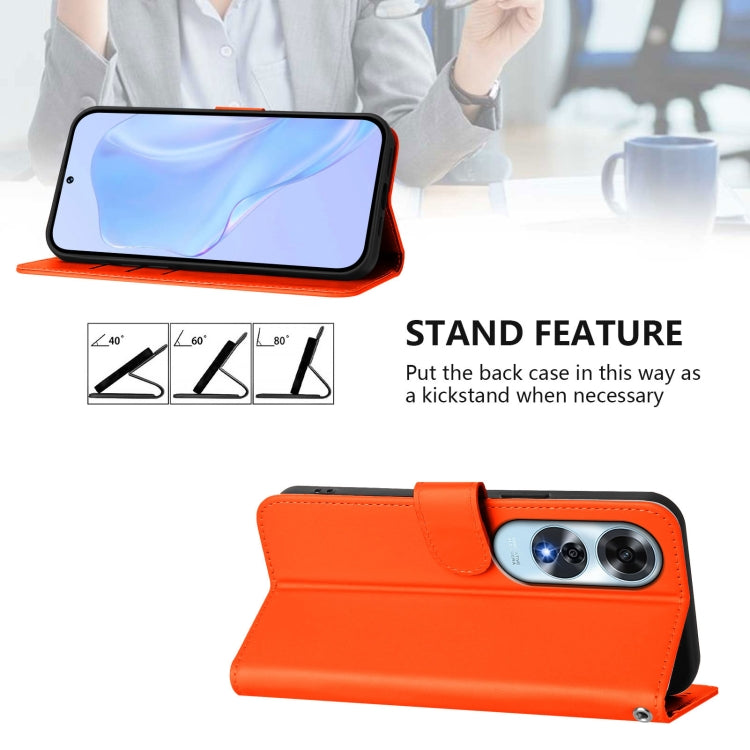 For OPPO A60 4G Global Skin Feel Solid Color Leather Phone Case with Lanyard