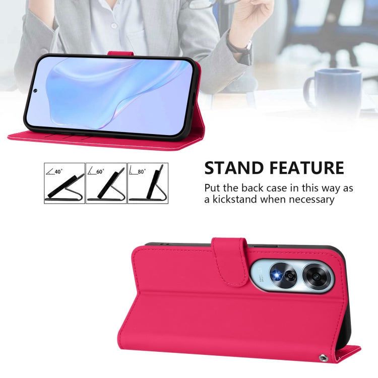 For OPPO A60 4G Global Skin Feel Solid Color Leather Phone Case with Lanyard