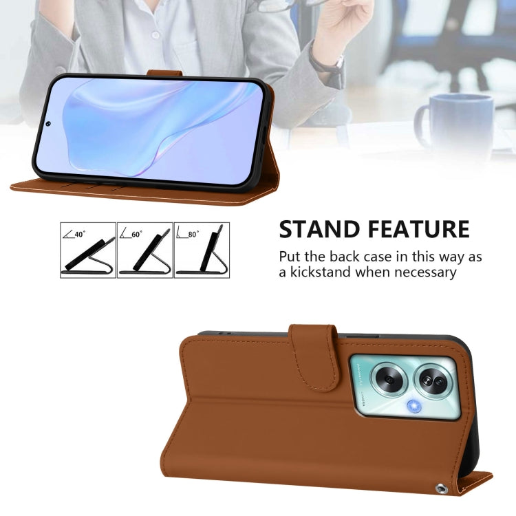 For OPPO A79 5G Global Skin Feel Solid Color Leather Phone Case with Lanyard