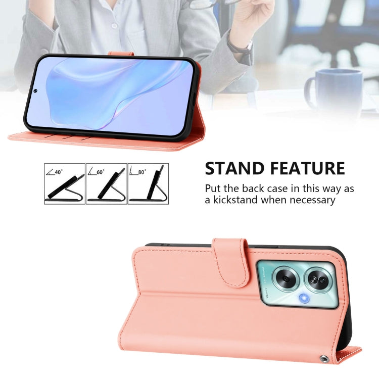 For OPPO A79 5G Global Skin Feel Solid Color Leather Phone Case with Lanyard