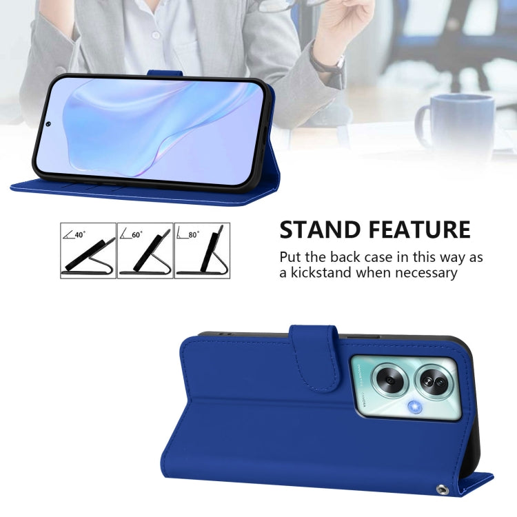 For OPPO A79 5G Global Skin Feel Solid Color Leather Phone Case with Lanyard