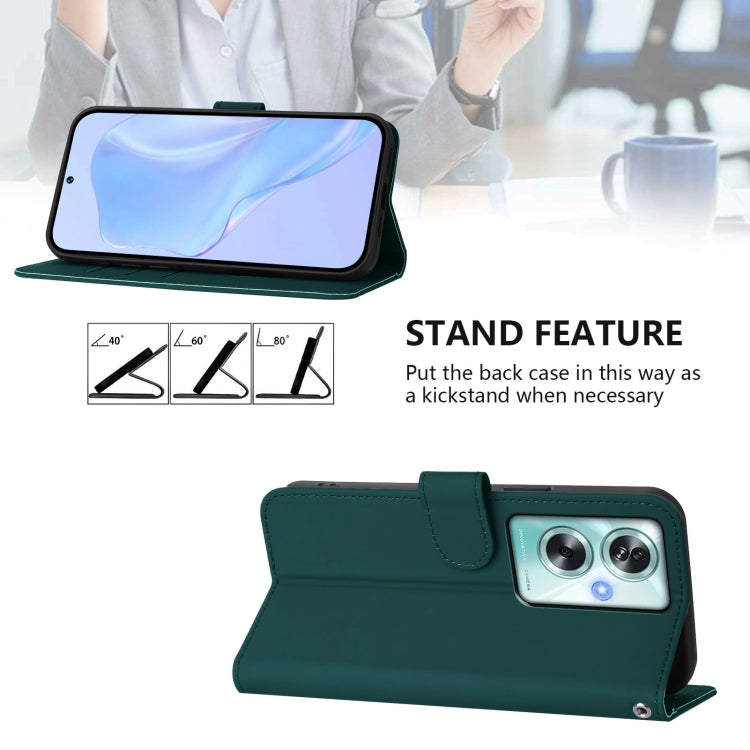 For OPPO A79 5G Global Skin Feel Solid Color Leather Phone Case with Lanyard