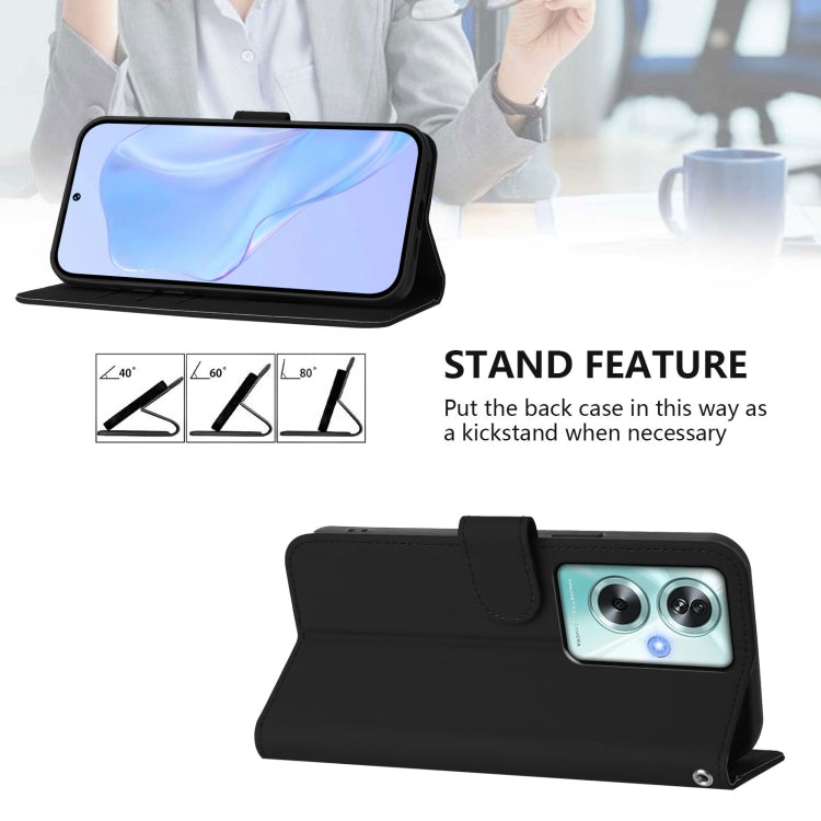 For OPPO A79 5G Global Skin Feel Solid Color Leather Phone Case with Lanyard