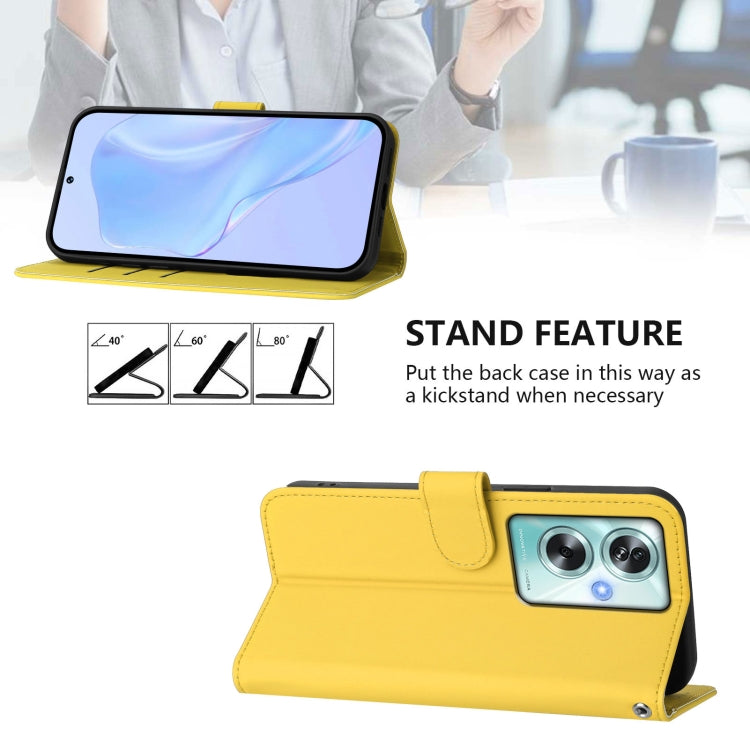 For OPPO A79 5G Global Skin Feel Solid Color Leather Phone Case with Lanyard