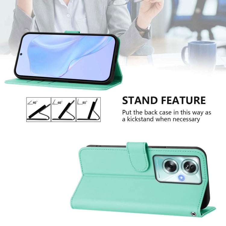 For OPPO A79 5G Global Skin Feel Solid Color Leather Phone Case with Lanyard
