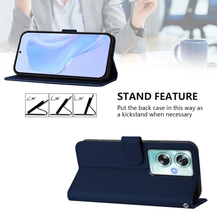 For OPPO A79 5G Global Skin Feel Solid Color Leather Phone Case with Lanyard