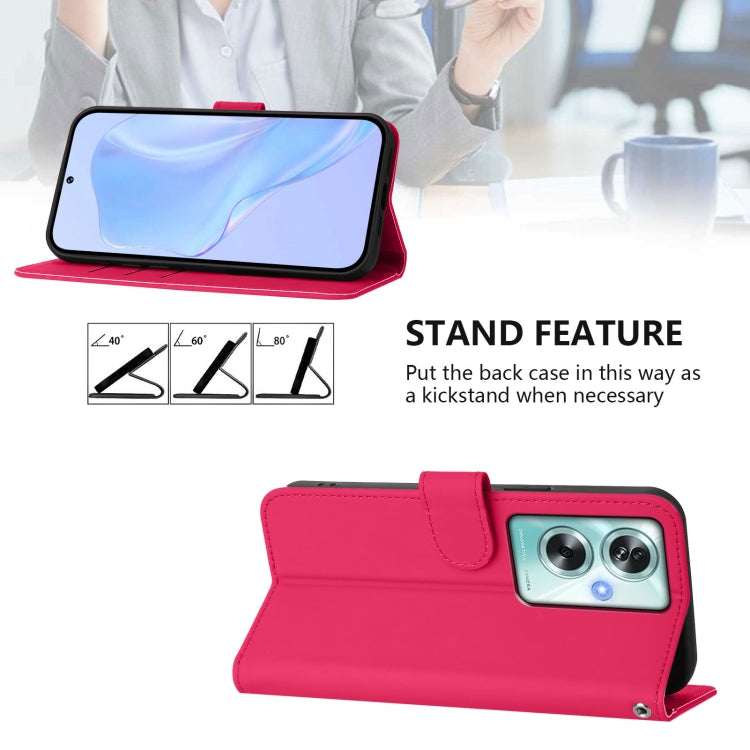 For OPPO A79 5G Global Skin Feel Solid Color Leather Phone Case with Lanyard