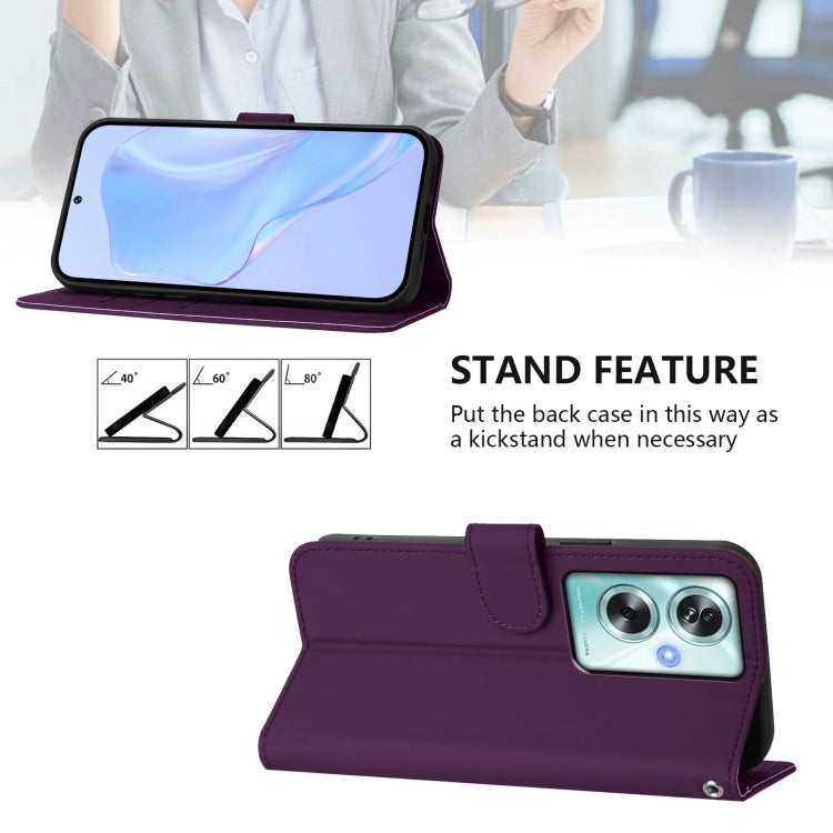 For OPPO A79 5G Global Skin Feel Solid Color Leather Phone Case with Lanyard
